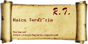 Raics Terézia névjegykártya